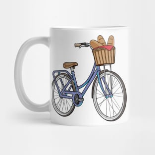 Women's bike with Basket & Bread Mug